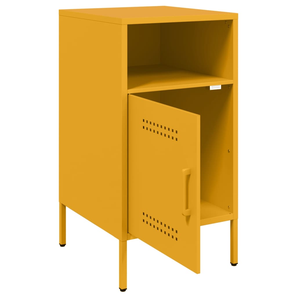 Mesas de cabeceira 2 pcs 36x39x68 cm aço amarelo mostarda