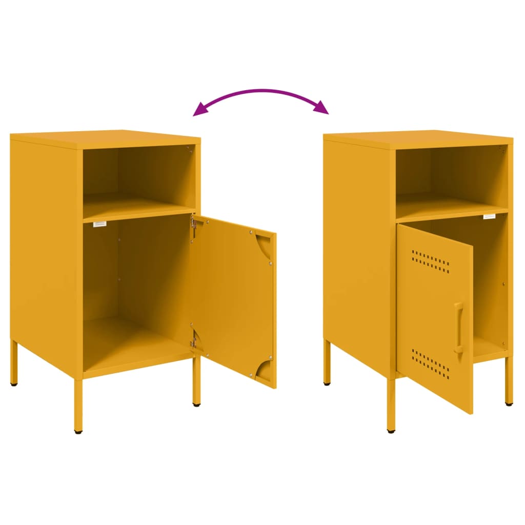 Mesas de cabeceira 2 pcs 36x39x68 cm aço amarelo mostarda