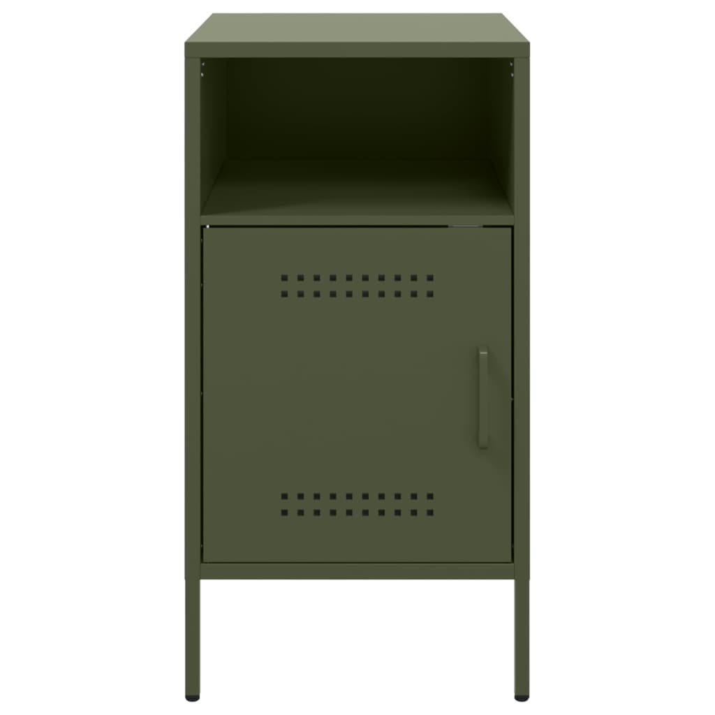 Mesa de cabeceira 36x39x68 cm aço verde-azeitona