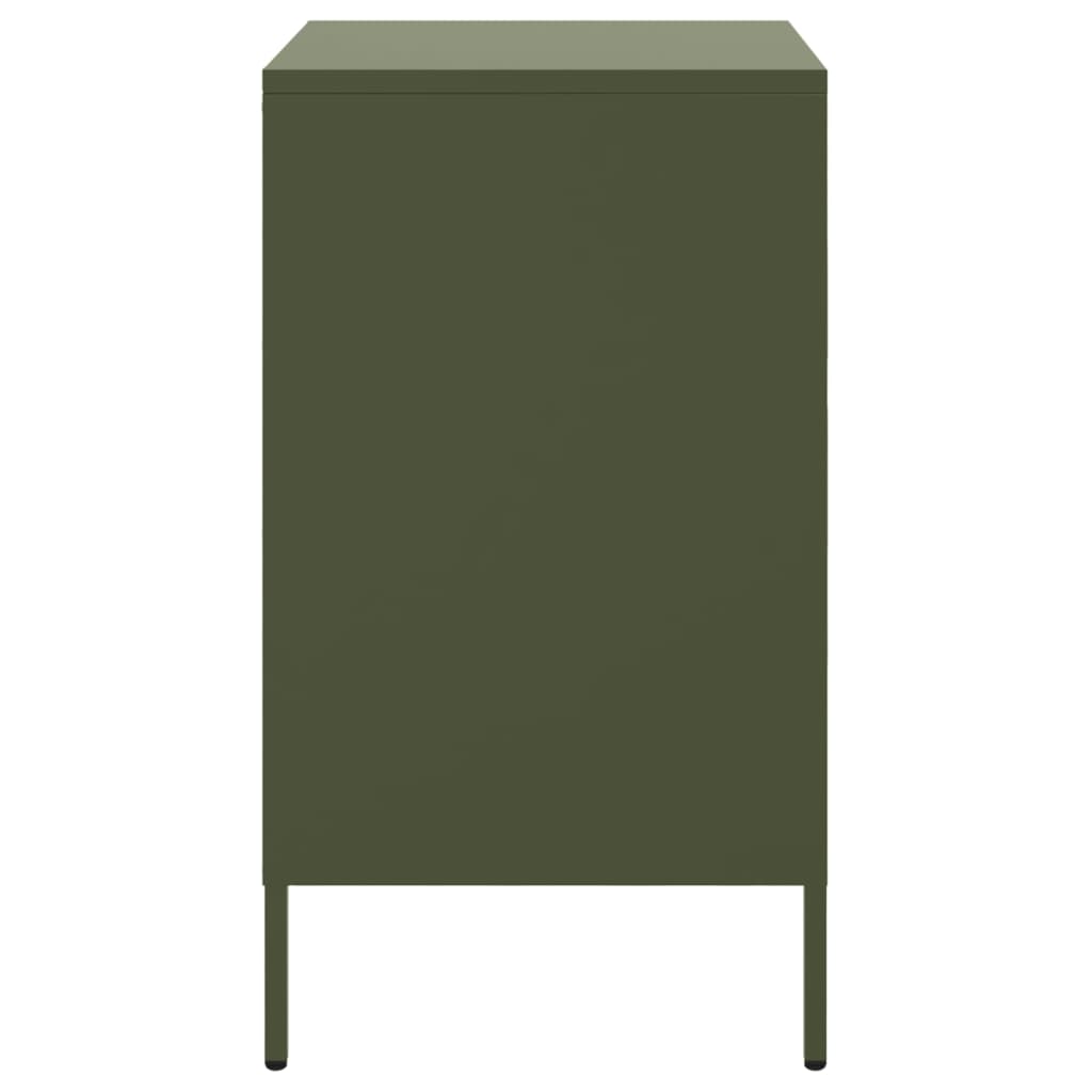 Mesa de cabeceira 36x39x68 cm aço verde-azeitona