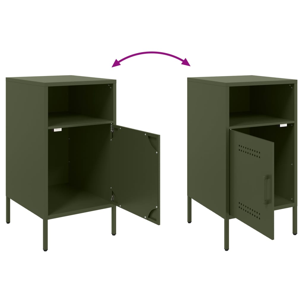 Mesa de cabeceira 36x39x68 cm aço verde-azeitona