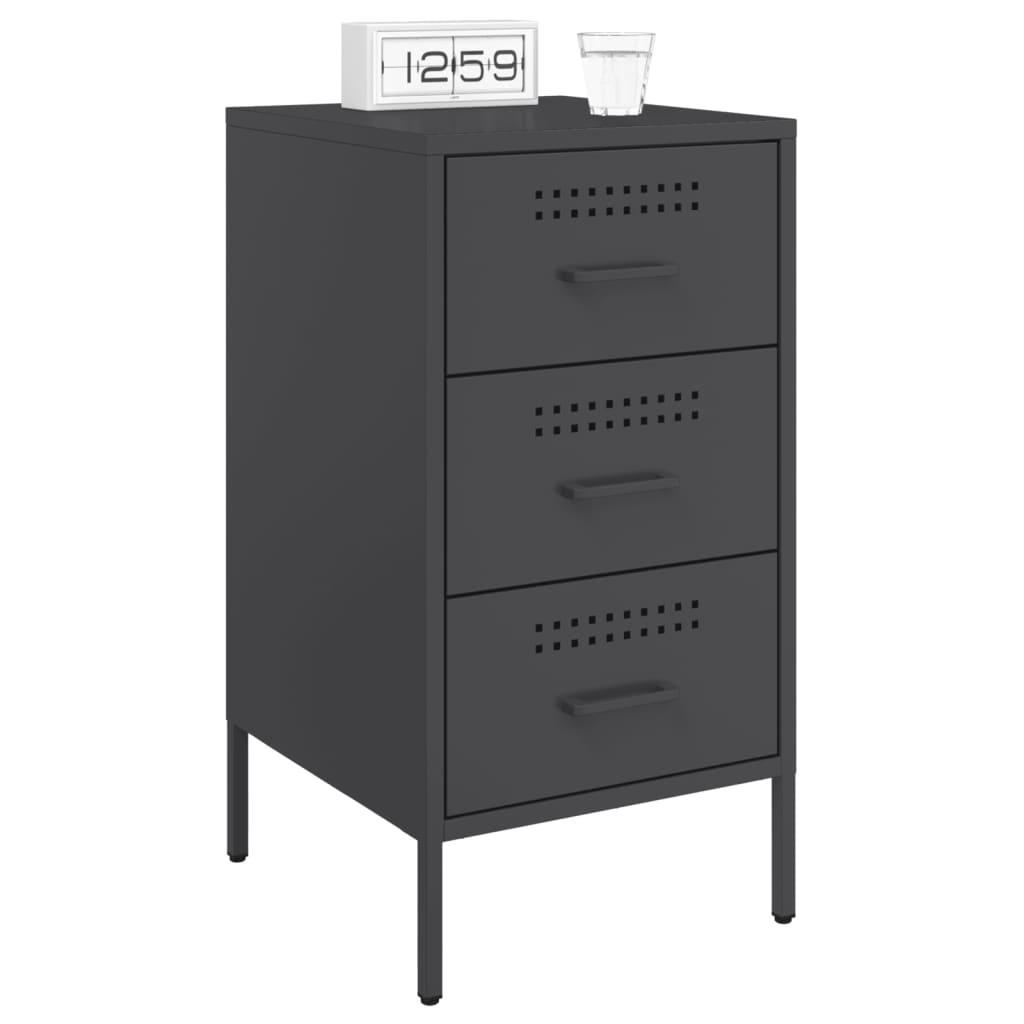 Mesas de cabeceira 2 pcs 36x39x68 cm aço preto