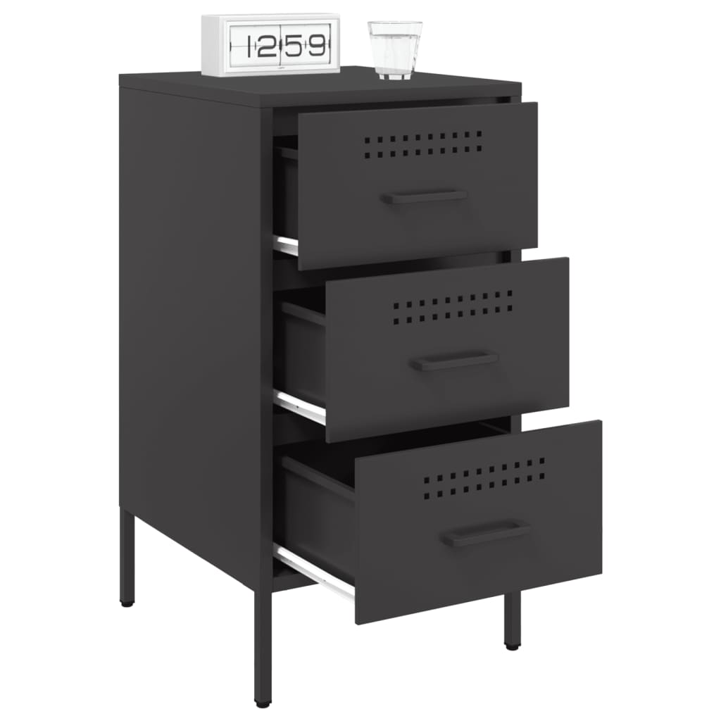 Mesas de cabeceira 2 pcs 36x39x68 cm aço preto