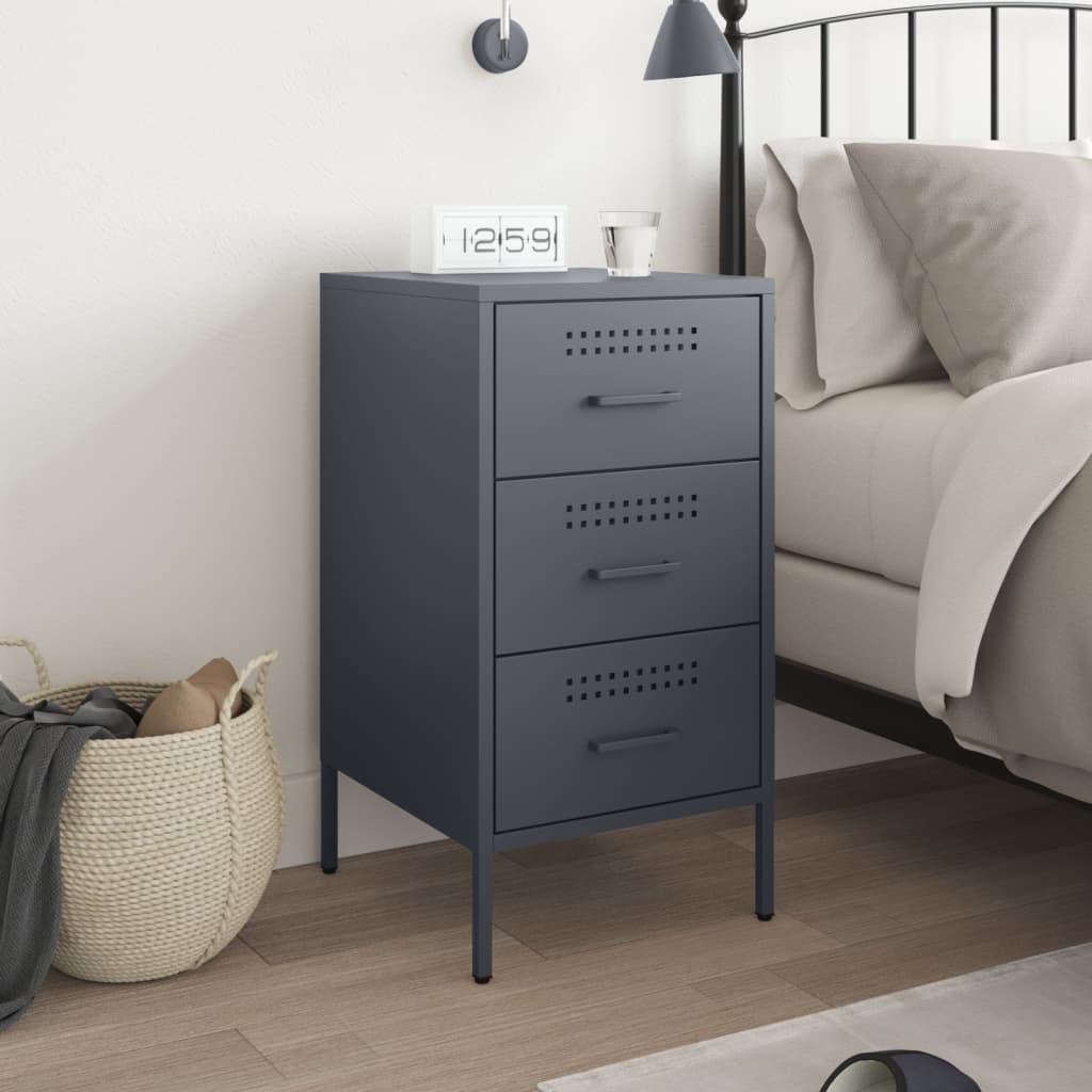 Mesa de cabeceira 36x39x68 cm aço antracite