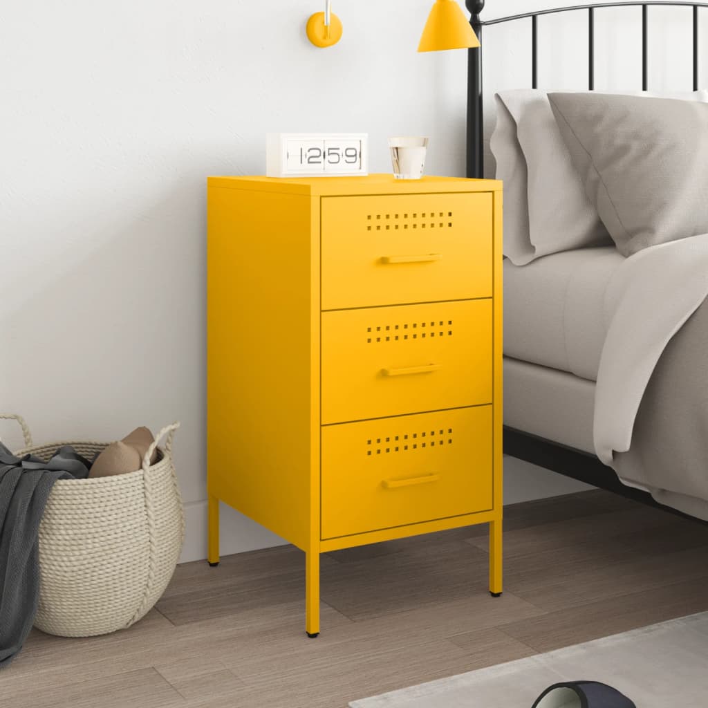 Mesa de cabeceira 36x39x68 cm aço amarelo mostarda