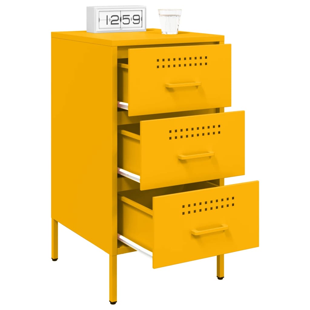 Mesas de cabeceira 2 pcs 36x39x68 cm aço amarelo mostarda