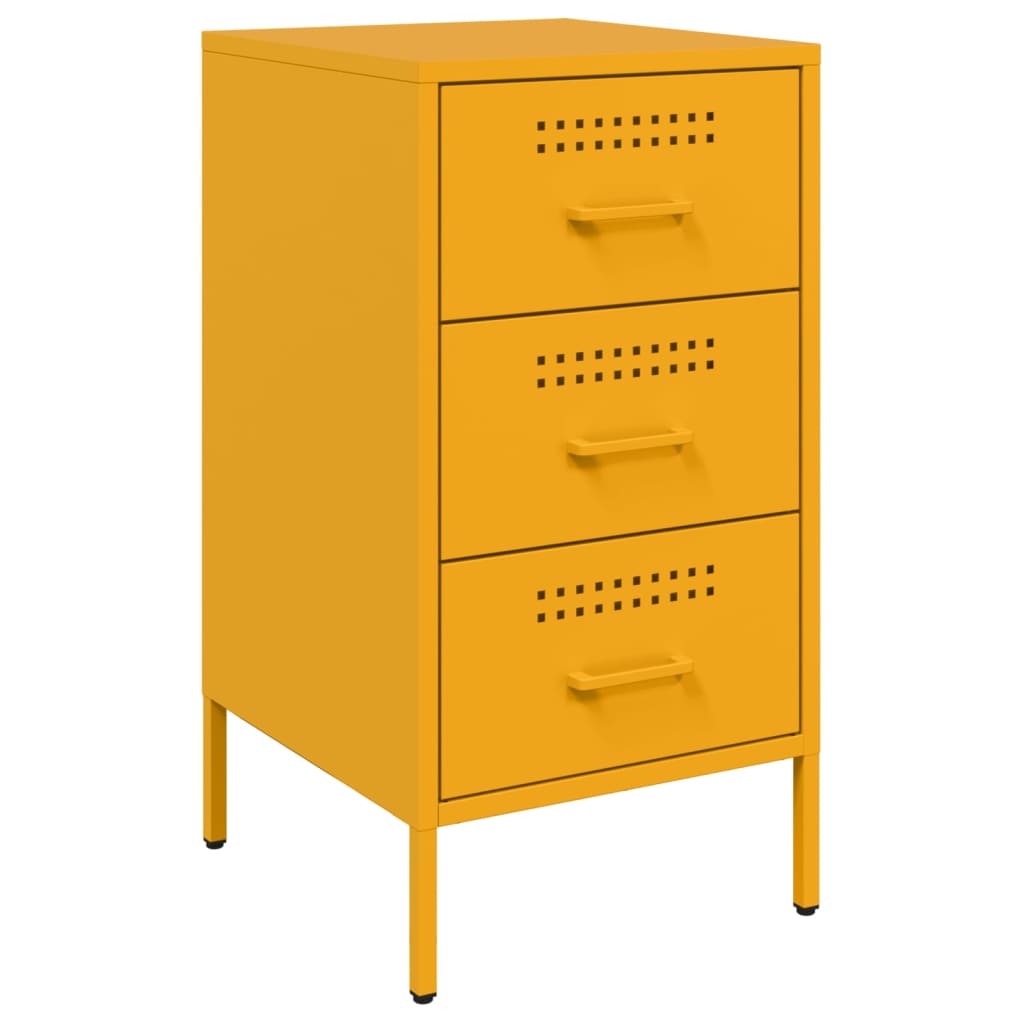 Mesas de cabeceira 2 pcs 36x39x68 cm aço amarelo mostarda