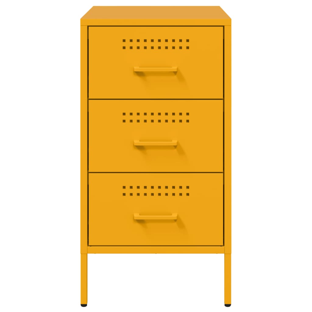 Mesas de cabeceira 2 pcs 36x39x68 cm aço amarelo mostarda