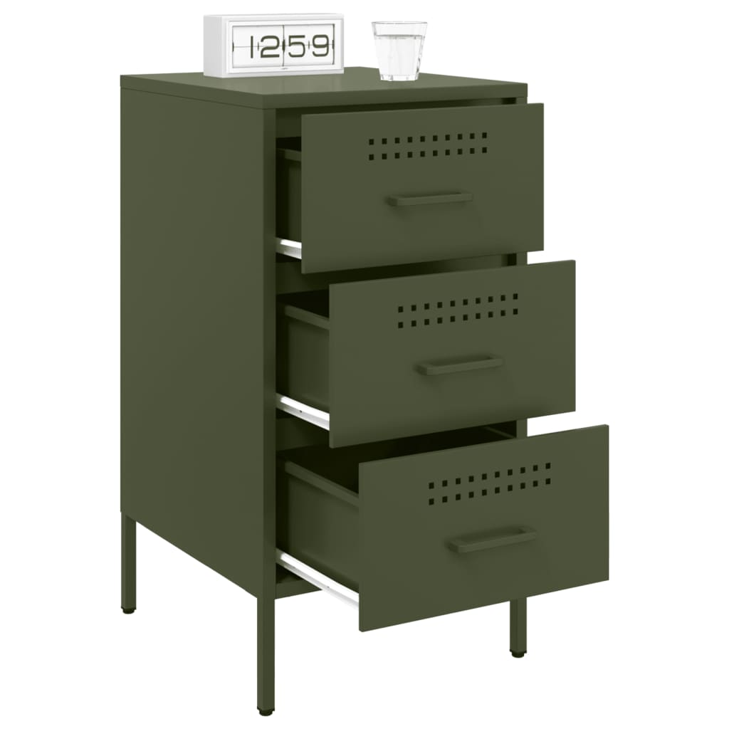 Mesa de cabeceira 36x39x68 cm aço verde-azeitona