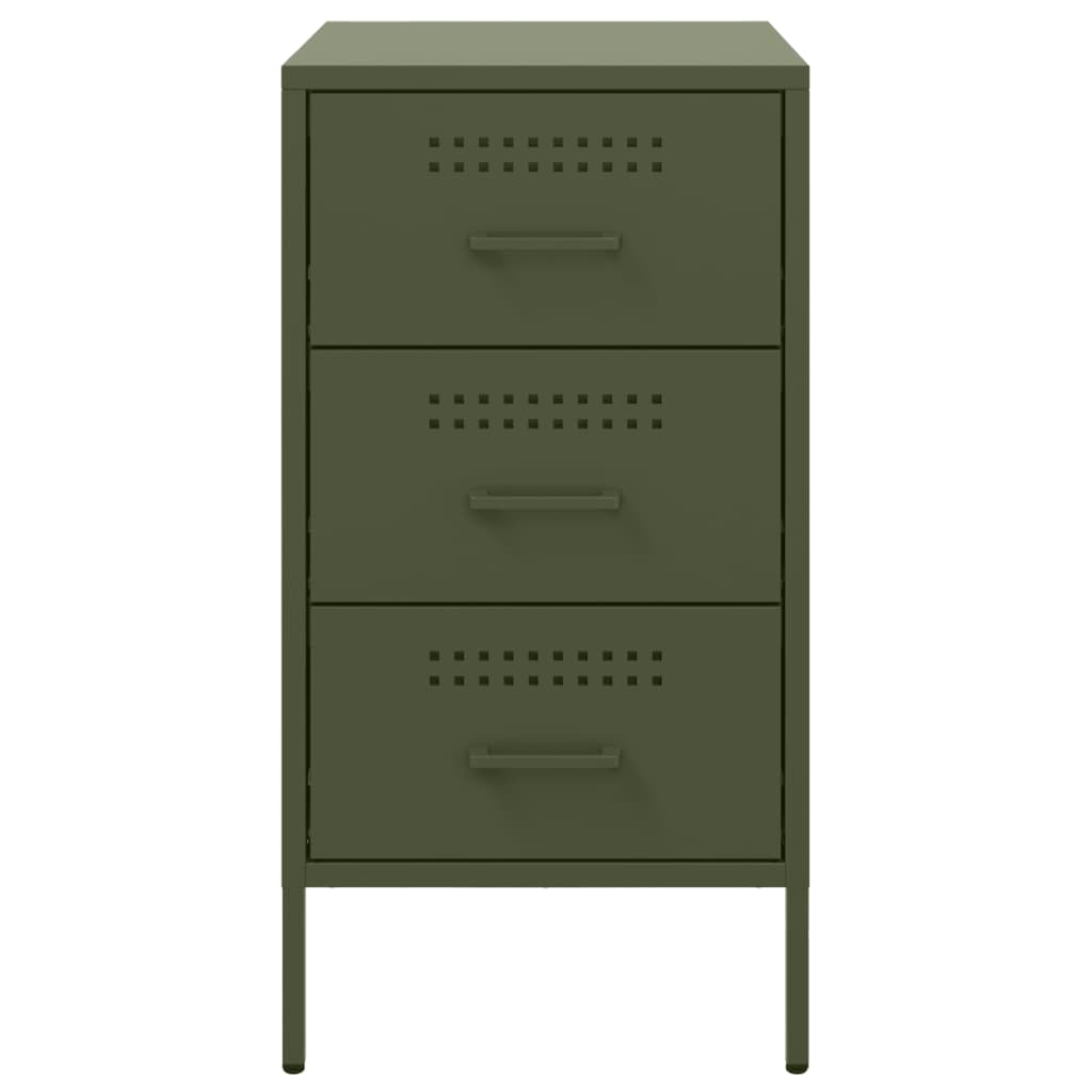 Mesa de cabeceira 36x39x68 cm aço verde-azeitona
