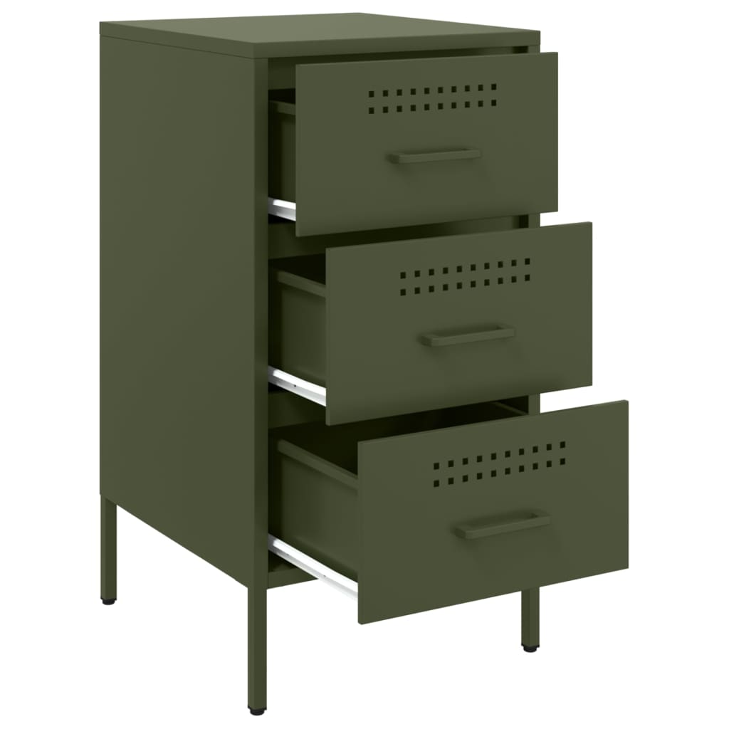 Mesa de cabeceira 36x39x68 cm aço verde-azeitona