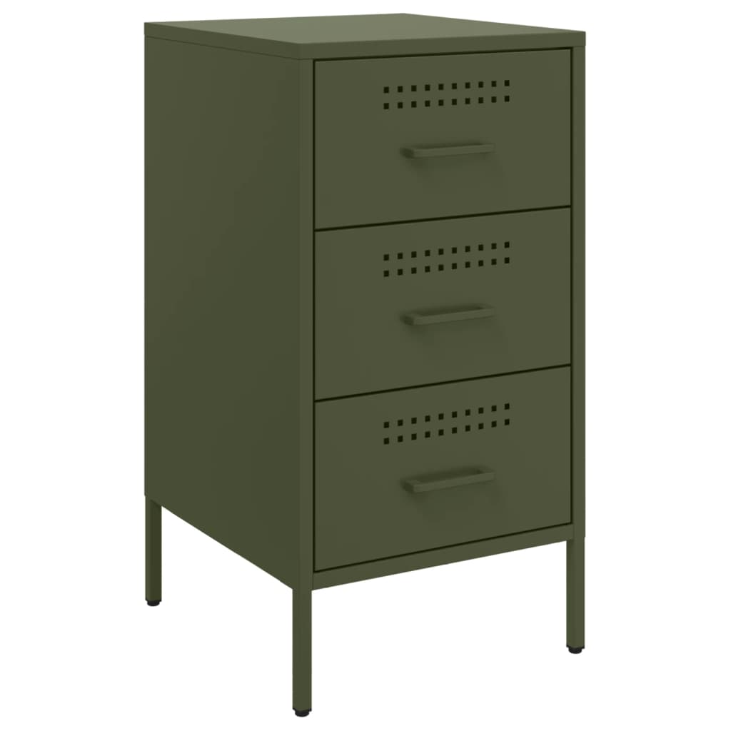 Mesas de cabeceira 2 pcs 36x39x68 cm aço verde-azeitona