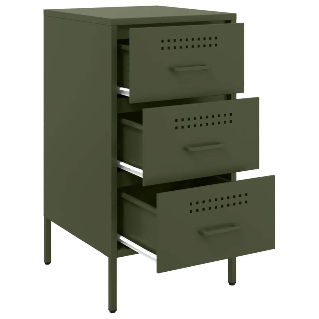 Mesas de cabeceira 2 pcs 36x39x68 cm aço verde-azeitona