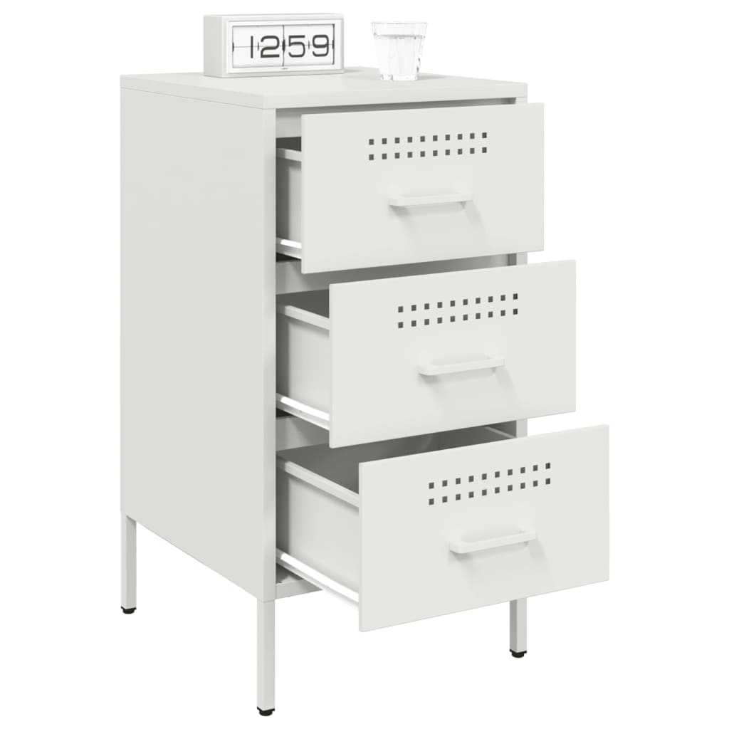Mesas de cabeceira 2 pcs 36x39x68 cm aço branco