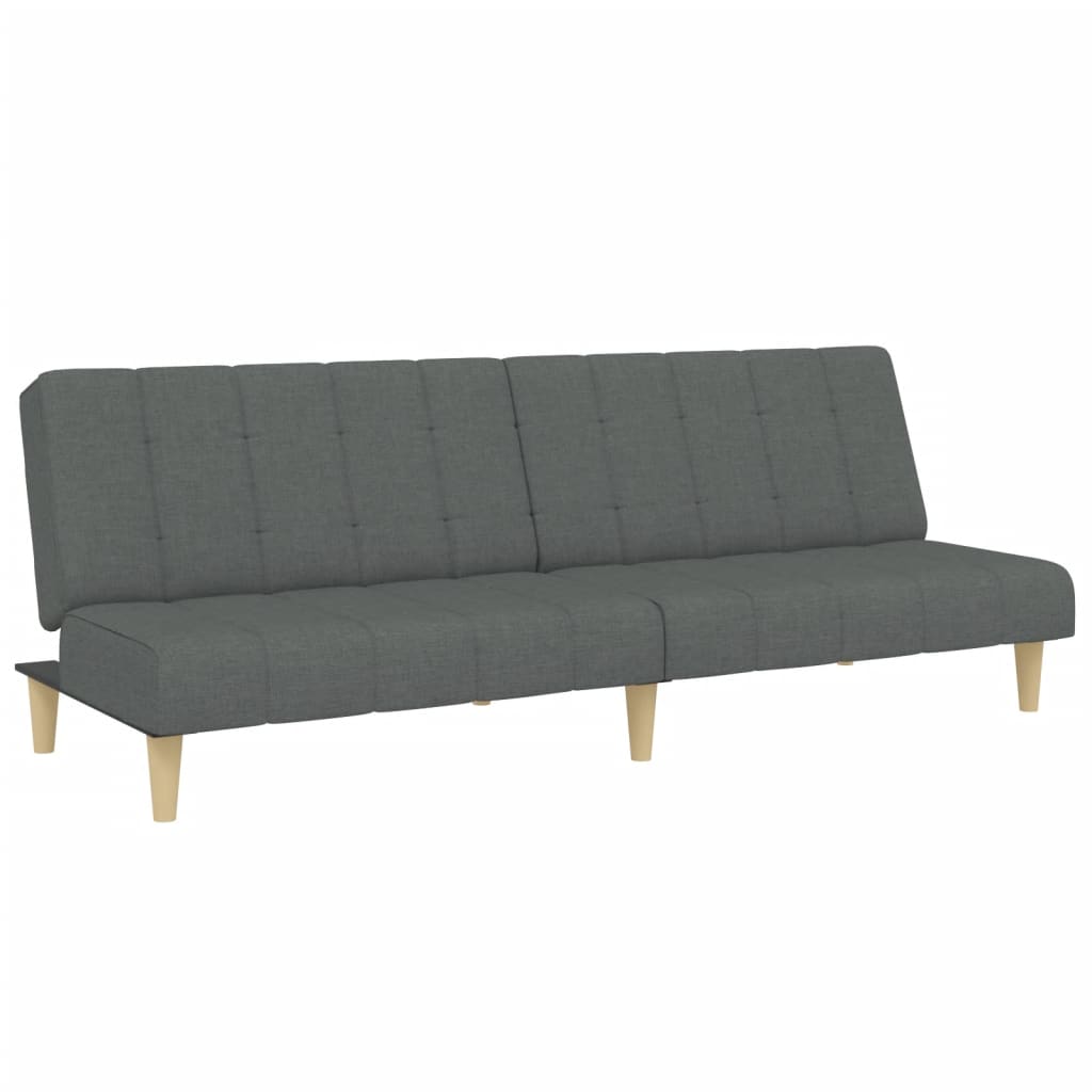 Sofá-cama de 2 lugares c/ apoio de pés tecido cinzento-escuro