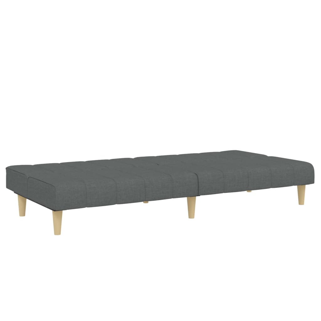 Sofá-cama de 2 lugares c/ apoio de pés tecido cinzento-escuro
