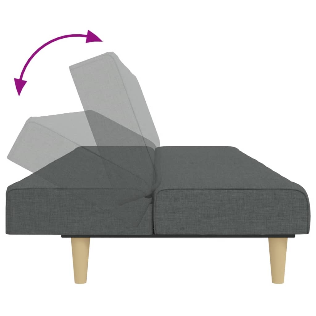 Sofá-cama de 2 lugares c/ apoio de pés tecido cinzento-escuro
