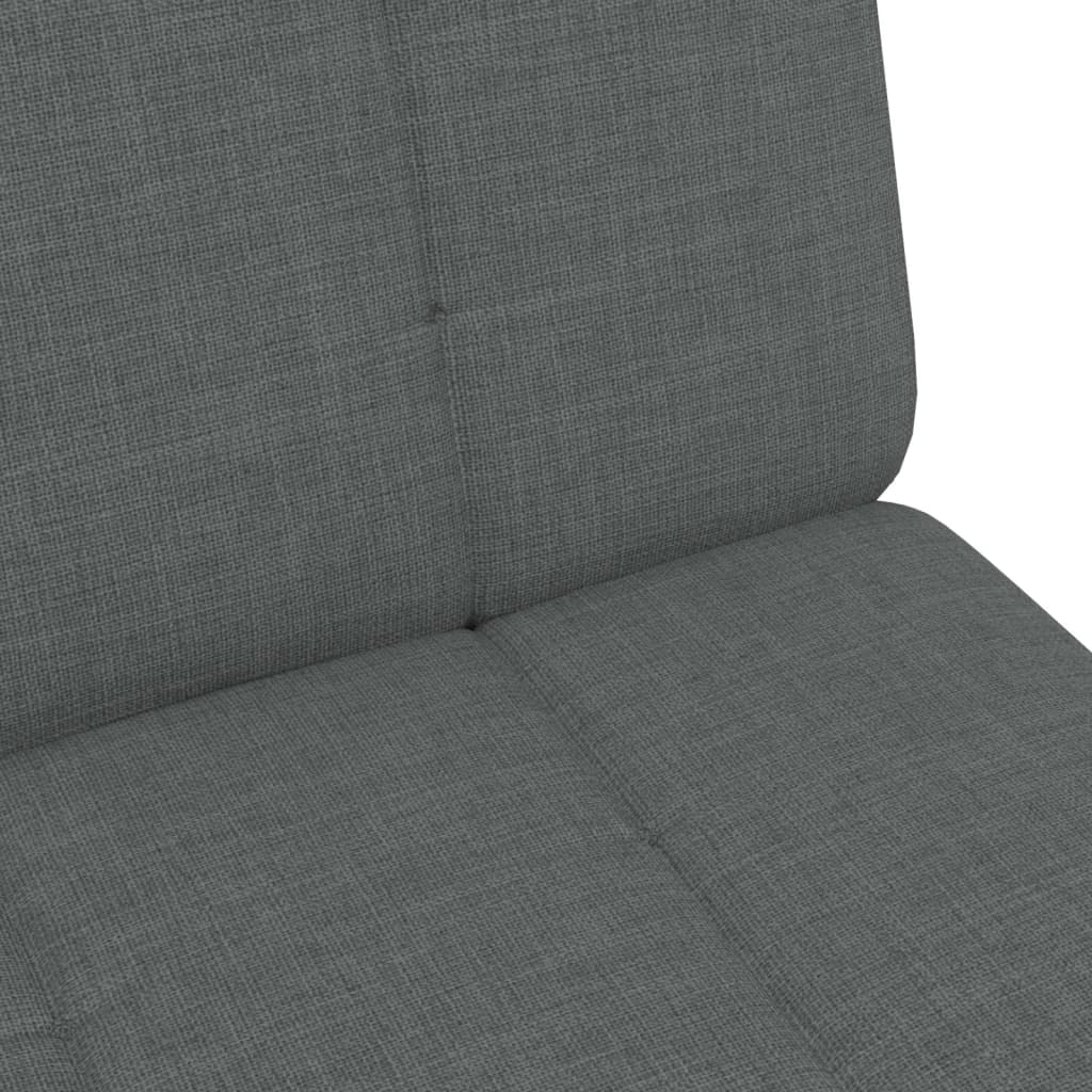 Sofá-cama de 2 lugares c/ apoio de pés tecido cinzento-escuro