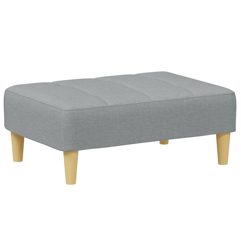 2-seater sofa bed with footrest in light grey fabric