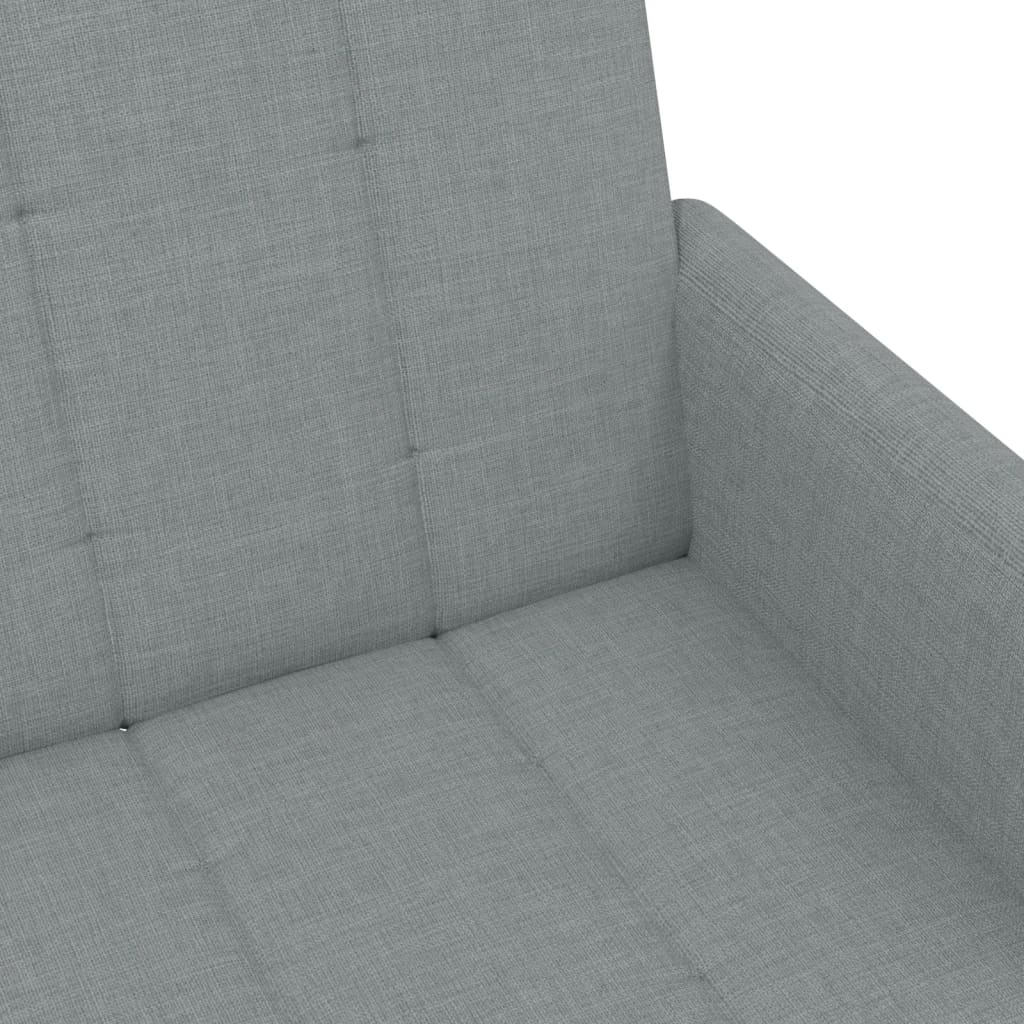 2-seater sofa bed with footrest in light grey fabric