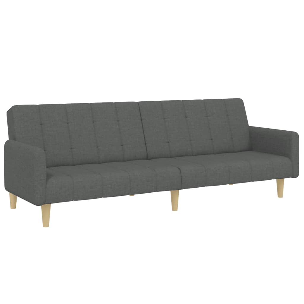 Sofá-cama de 2 lugares c/ apoio de pés tecido cinzento-escuro