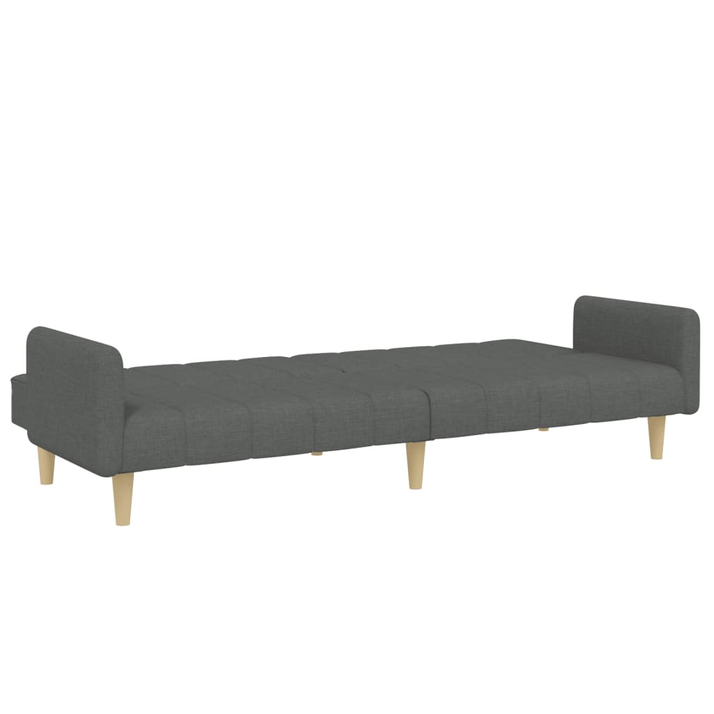 Sofá-cama de 2 lugares c/ apoio de pés tecido cinzento-escuro