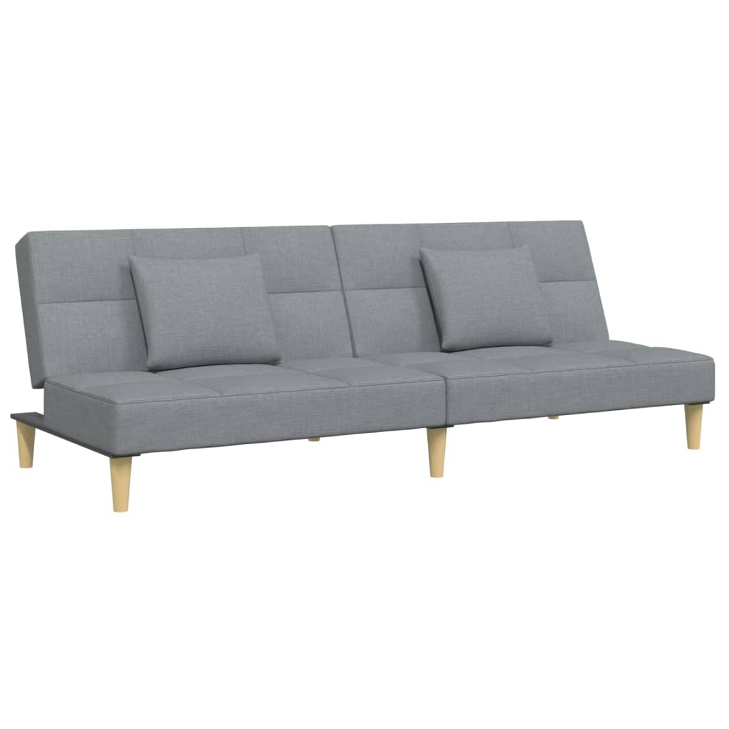 Sofá-cama de 2 lugares c/ apoio de pés tecido cinzento-claro