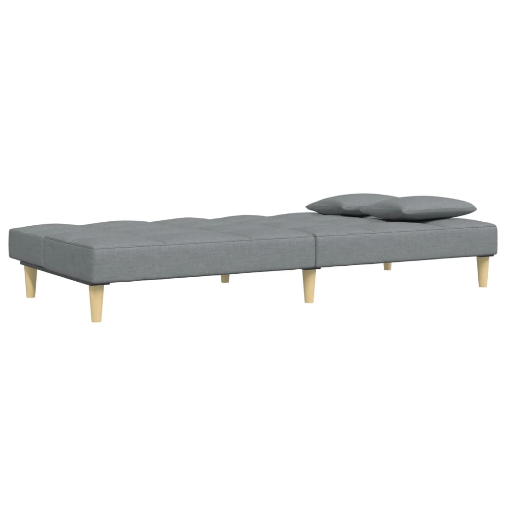 Sofá-cama de 2 lugares c/ apoio de pés tecido cinzento-claro