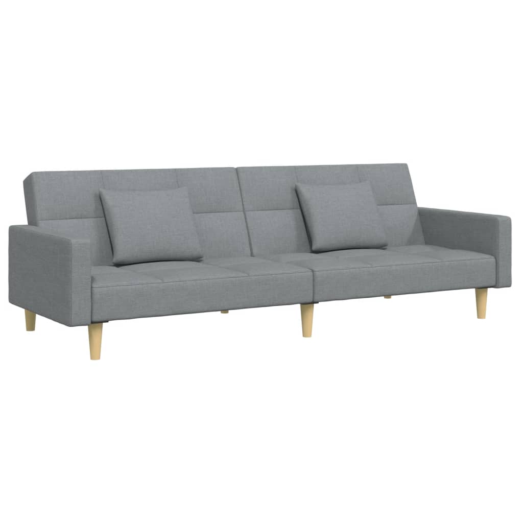 Sofá-cama de 2 lugares c/ apoio de pés tecido cinzento-claro
