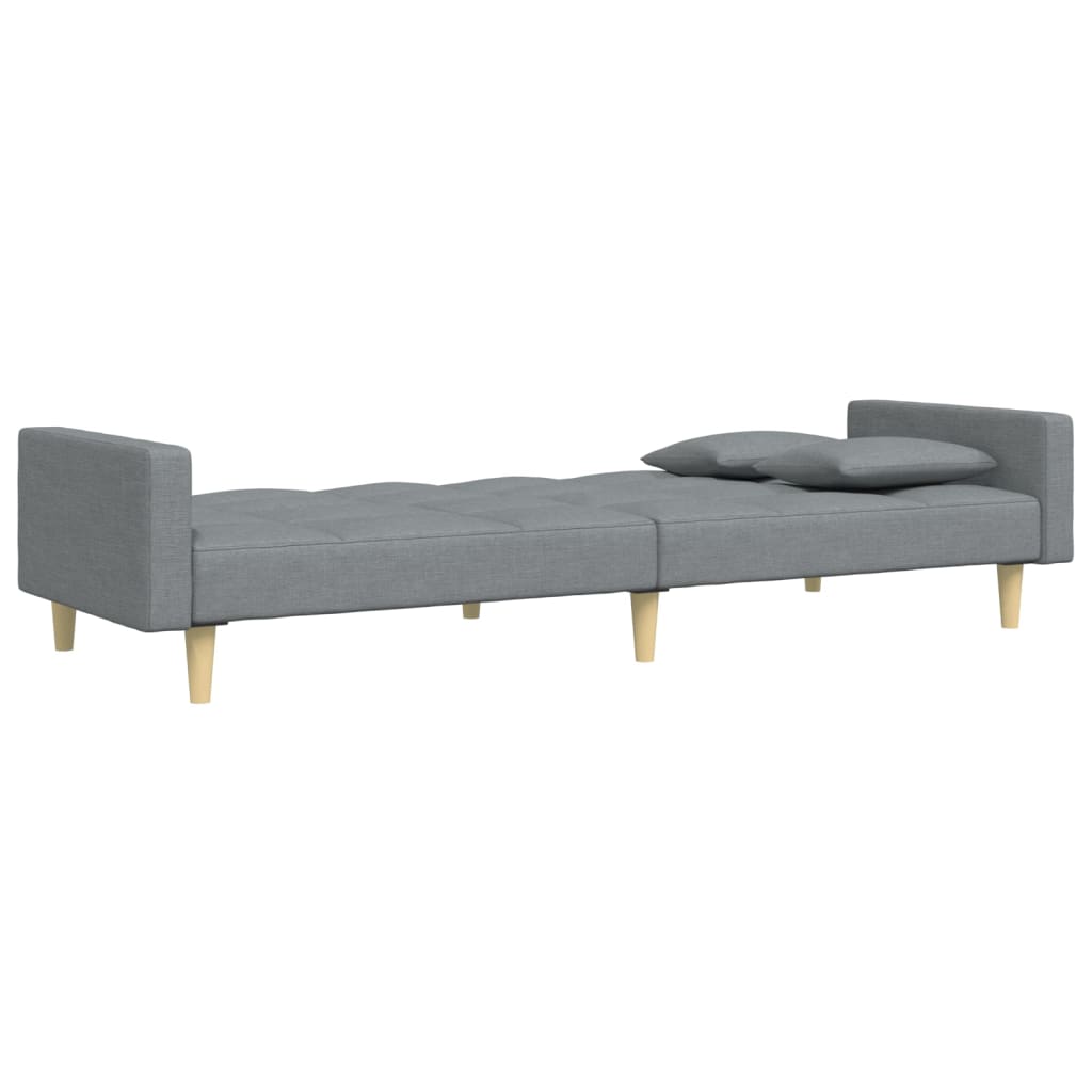 Sofá-cama de 2 lugares c/ apoio de pés tecido cinzento-claro