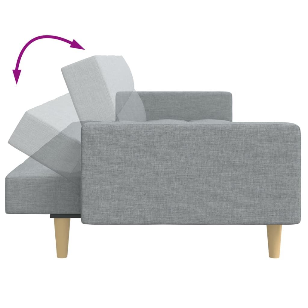 Sofá-cama de 2 lugares c/ apoio de pés tecido cinzento-claro