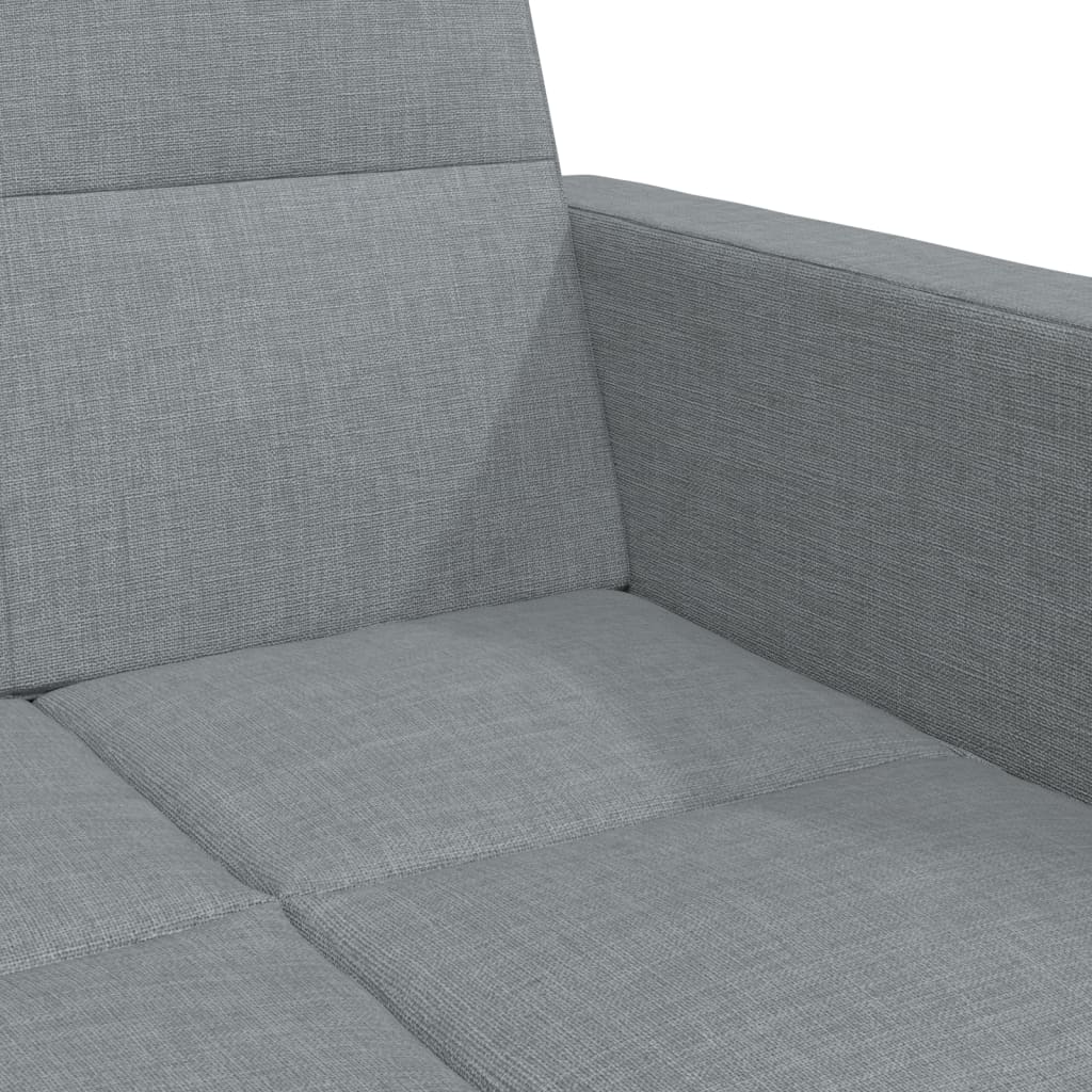 Sofá-cama de 2 lugares c/ apoio de pés tecido cinzento-claro