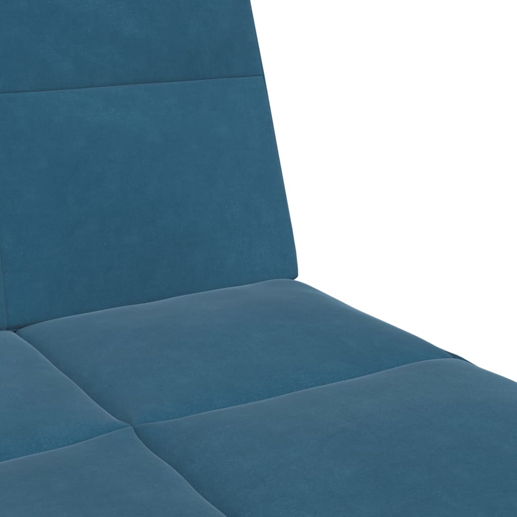 Sofá-cama 2 lugares c/ apoio de pés veludo azul