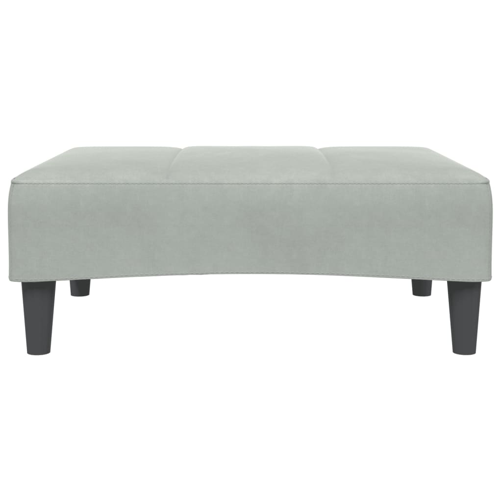 Sofá-cama 2 lugares c/ apoio de pés veludo cinza-claro