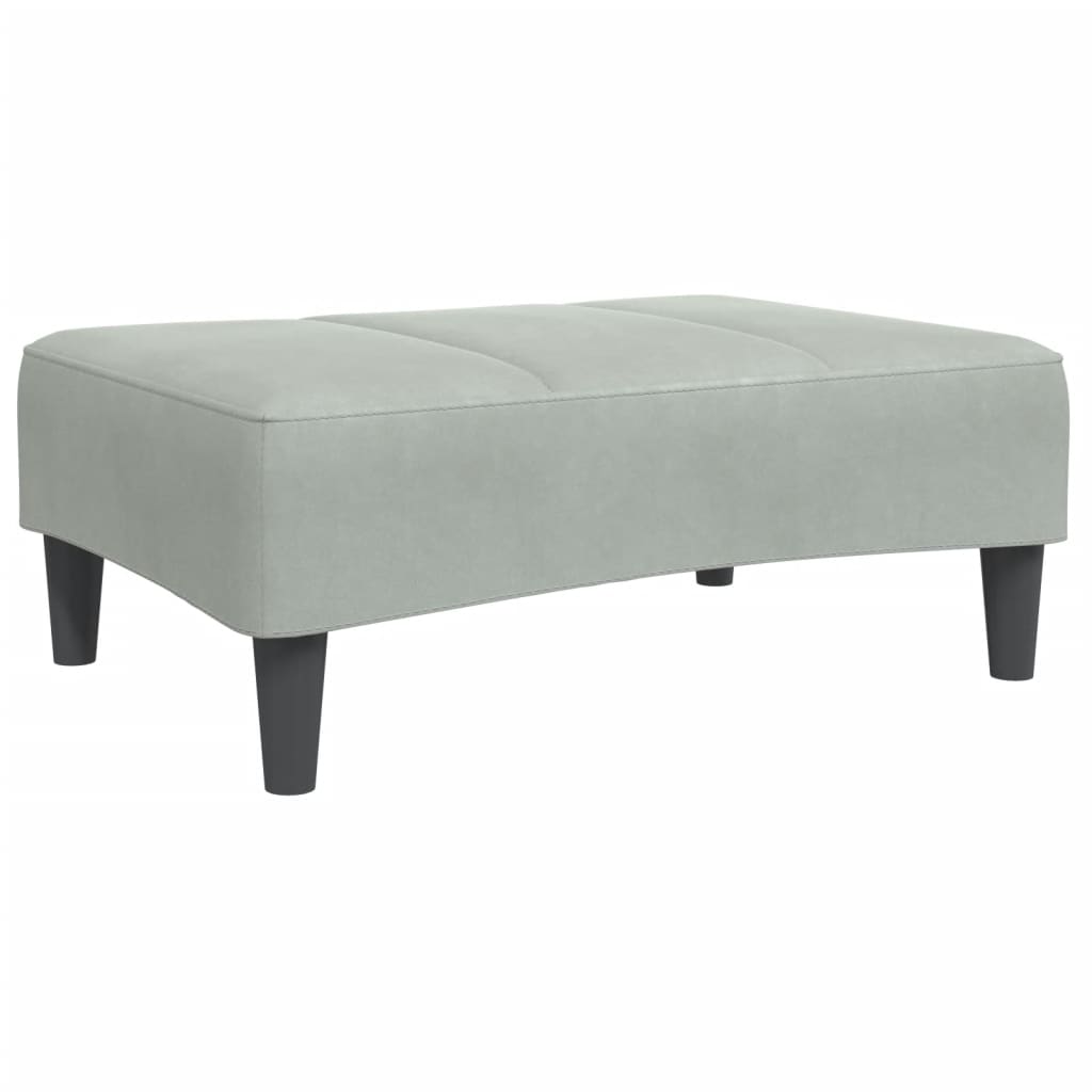 Sofá-cama 2 lugares c/ apoio de pés veludo cinza-claro