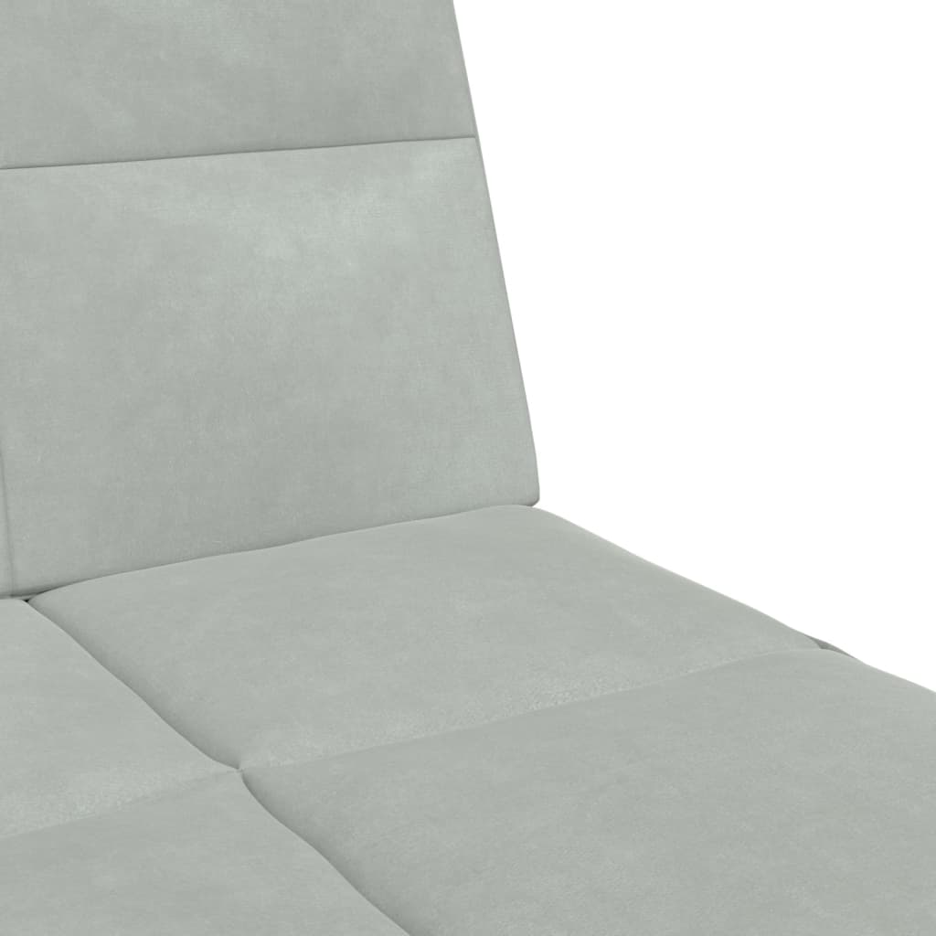 Sofá-cama 2 lugares c/ apoio de pés veludo cinza-claro