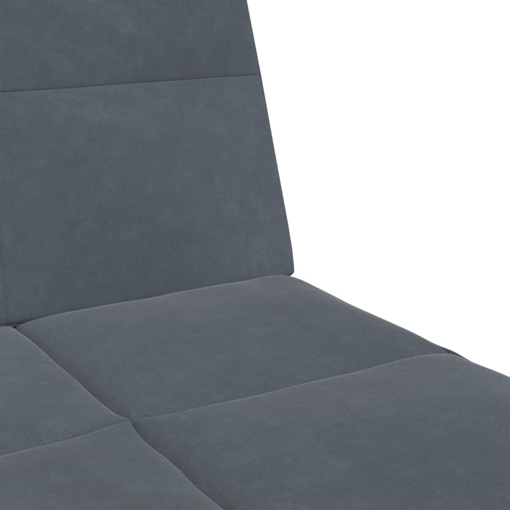 Sofá-cama 2 lugares c/ apoio de pés veludo cinzento-escuro