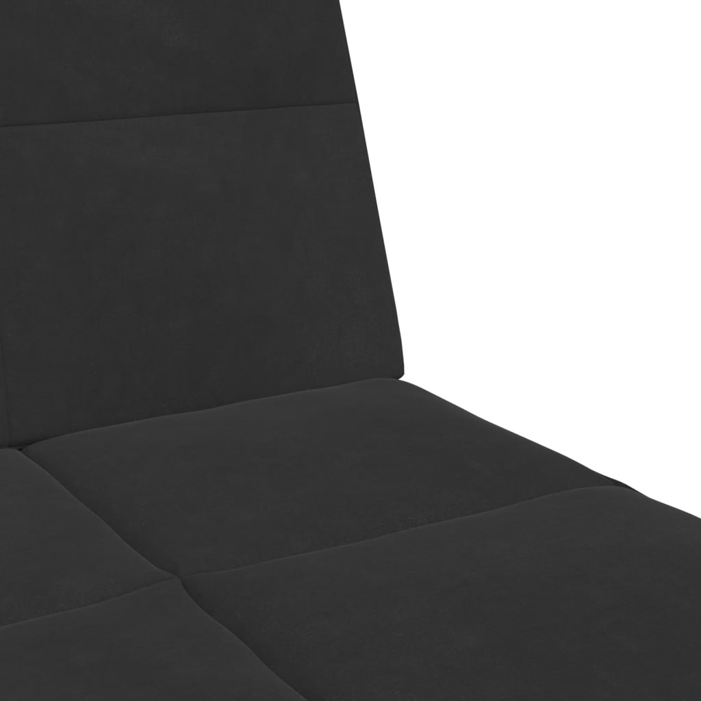 Sofá-cama 2 lugares c/ apoio de pés veludo preto