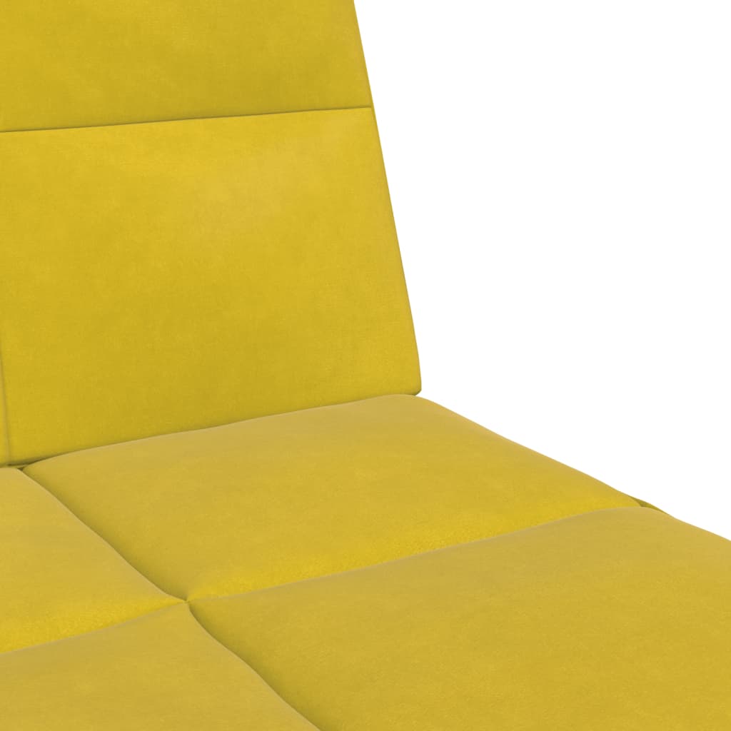Sofá-cama 2 lugares c/ apoio de pés veludo amarelo