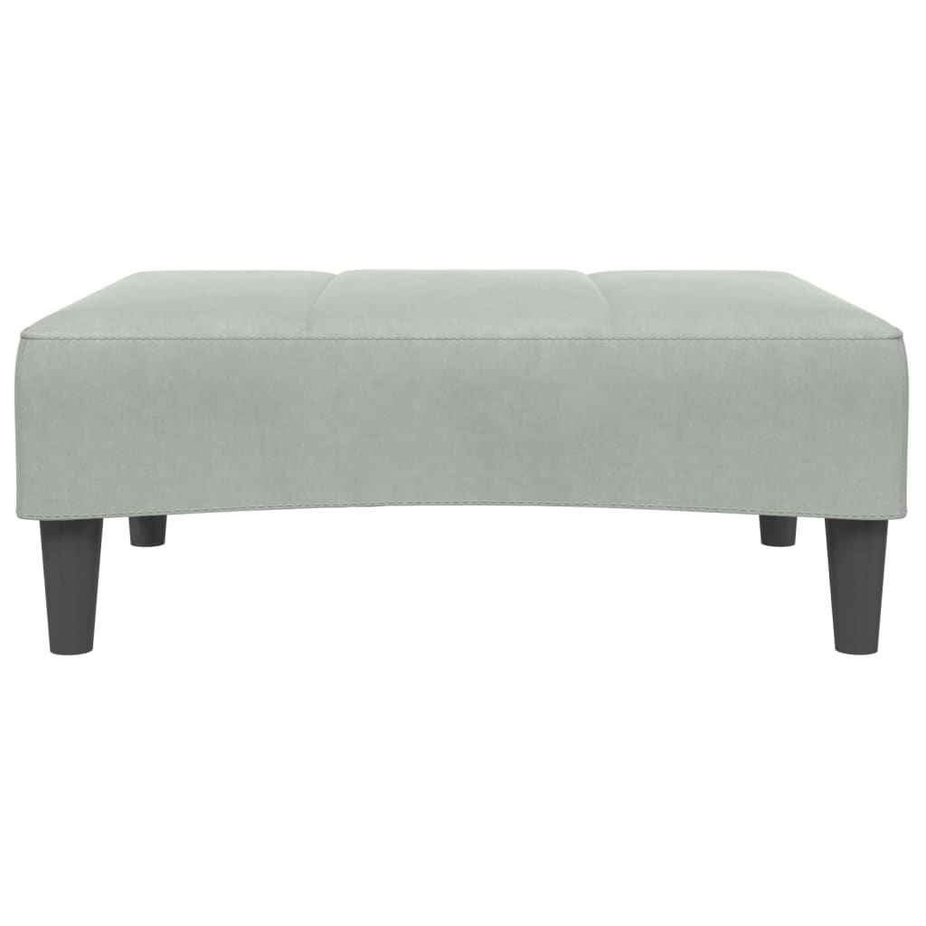 Sofá-cama 2 lugares c/ apoio de pés veludo cinza-claro