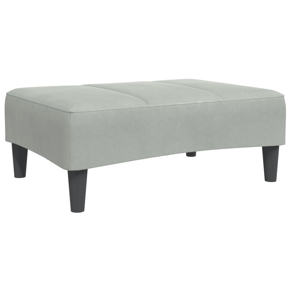 Sofá-cama 2 lugares c/ apoio de pés veludo cinza-claro