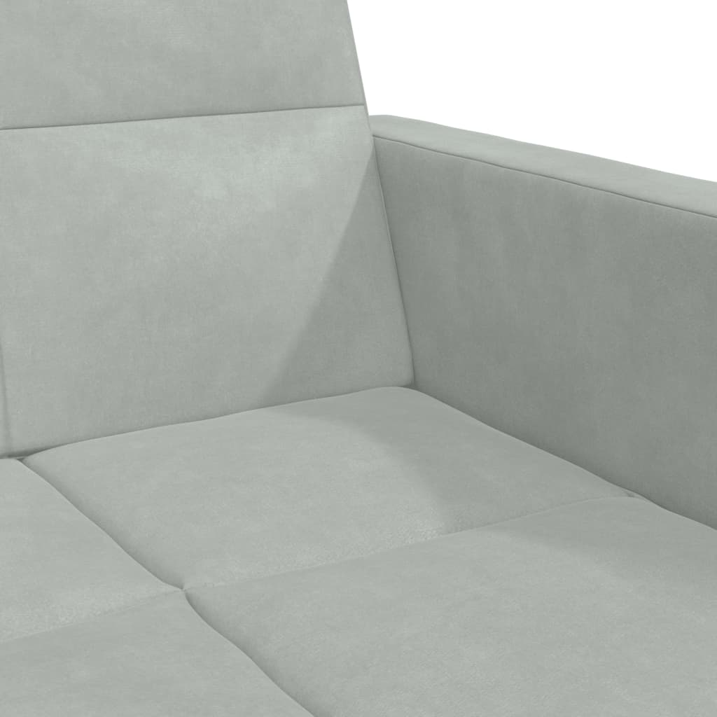 Sofá-cama 2 lugares c/ apoio de pés veludo cinza-claro