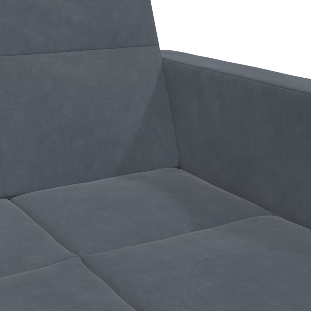 Sofá-cama 2 lugares c/ apoio de pés veludo cinzento-escuro