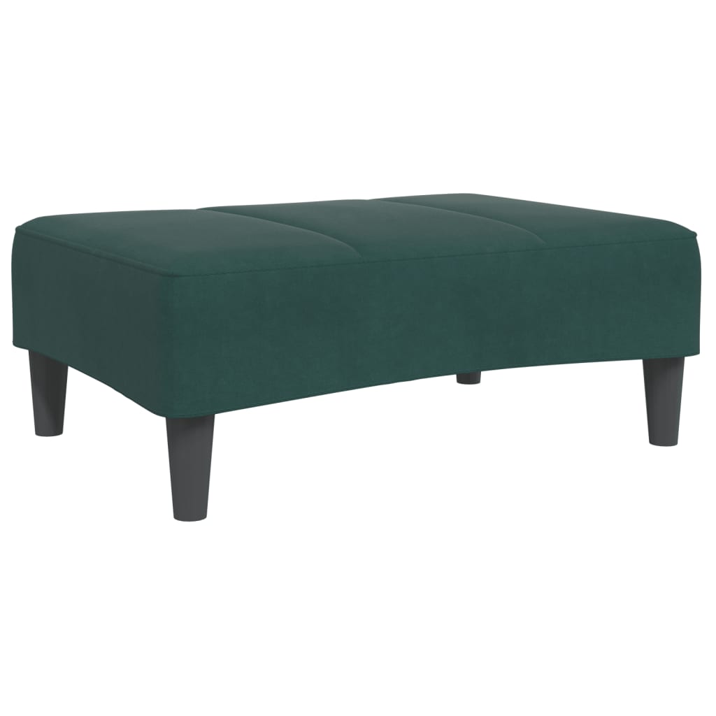 Sofá-cama 2 lugares c/ apoio de pés veludo verde-escuro