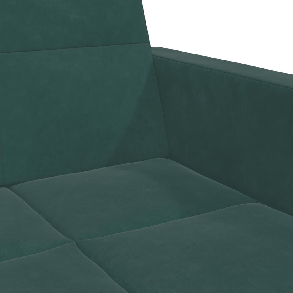 Sofá-cama 2 lugares c/ apoio de pés veludo verde-escuro