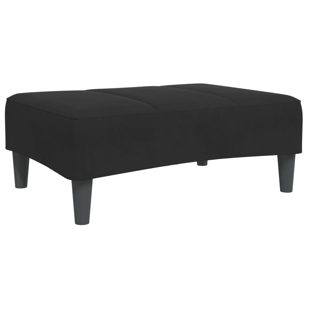 Sofá-cama 2 lugares c/ apoio de pés veludo preto