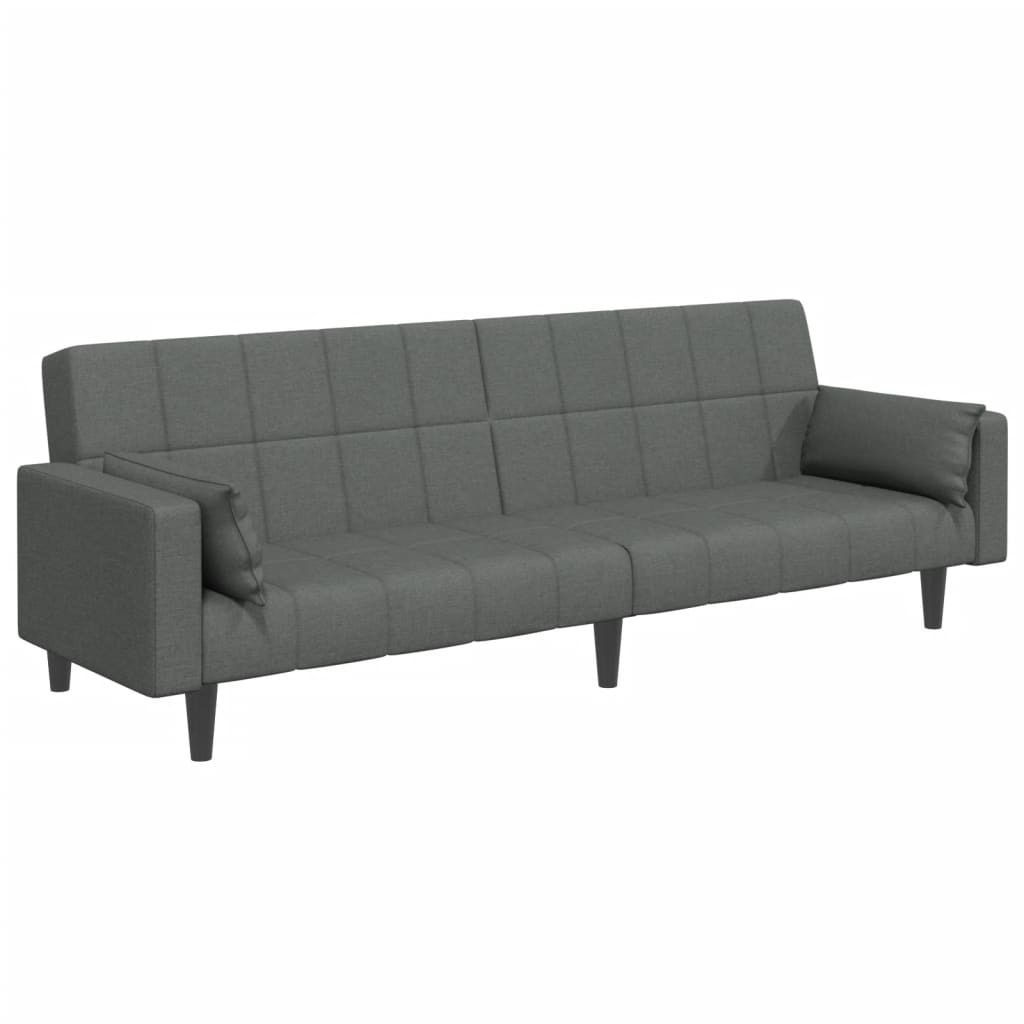 Sofá-cama de 2 lugares c/ apoio de pés tecido cinzento-escuro
