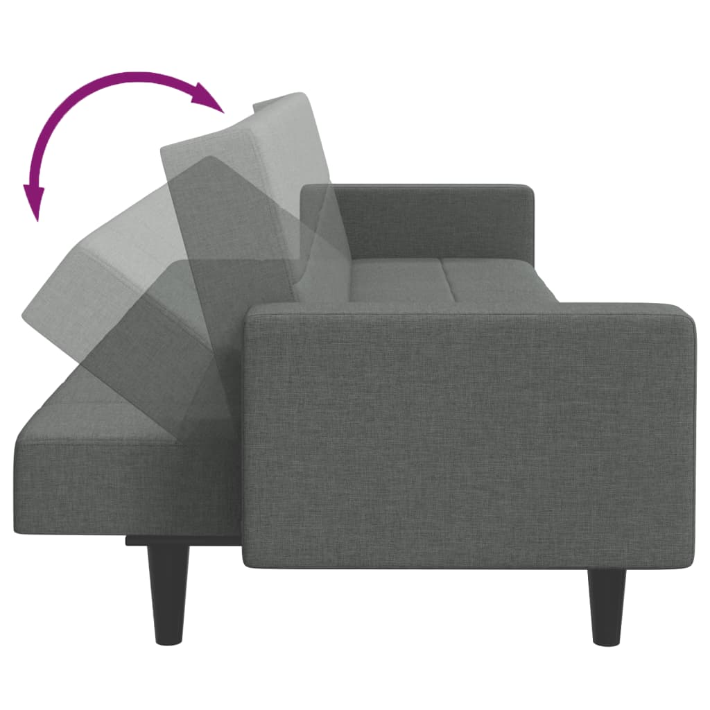 Sofá-cama de 2 lugares c/ apoio de pés tecido cinzento-escuro