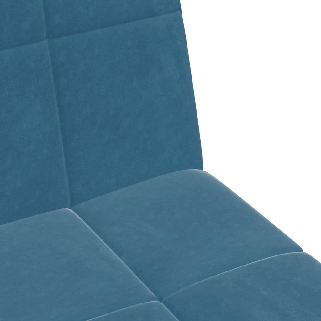 Sofá-cama 2 lugares c/ apoio de pés veludo azul