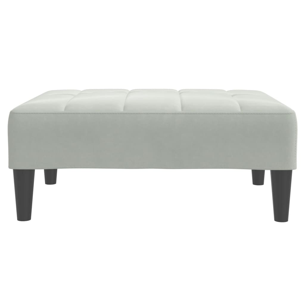 Sofá-cama 2 lugares c/ apoio de pés veludo cinza-claro